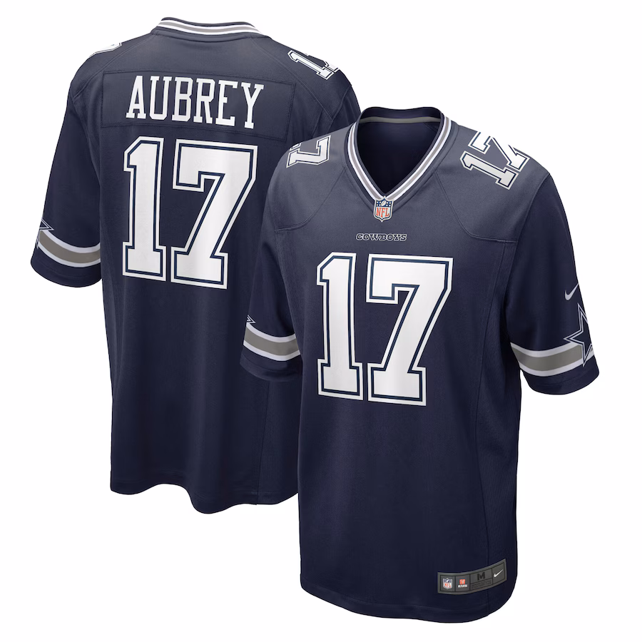 Men's Dallas Cowboys Brandon Aubrey Nike Navy Team Game Jersey - U-jersey