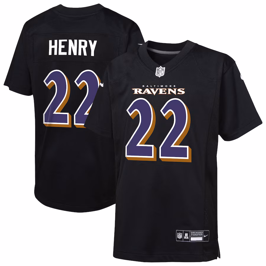 Youth Baltimore Ravens Derrick Henry Nike Carbon Black Fashion Game Jersey - U-jersey