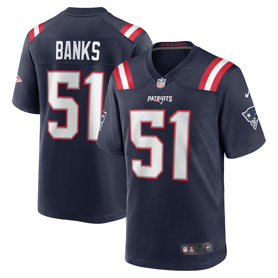 Men's New England Patriots Keshawn Banks Nike Navy Game Jersey - U-jersey
