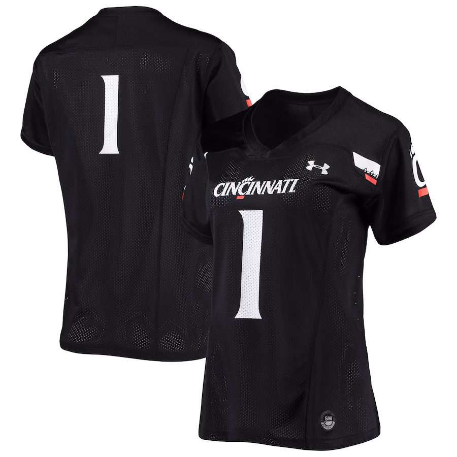 Women's Under Armour #1 Black Cincinnati Bearcats Replica Football Jersey - U-jersey
