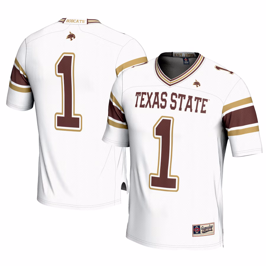 Men's GameDay Greats #1 White Texas State Bobcats Football Jersey - U-jersey
