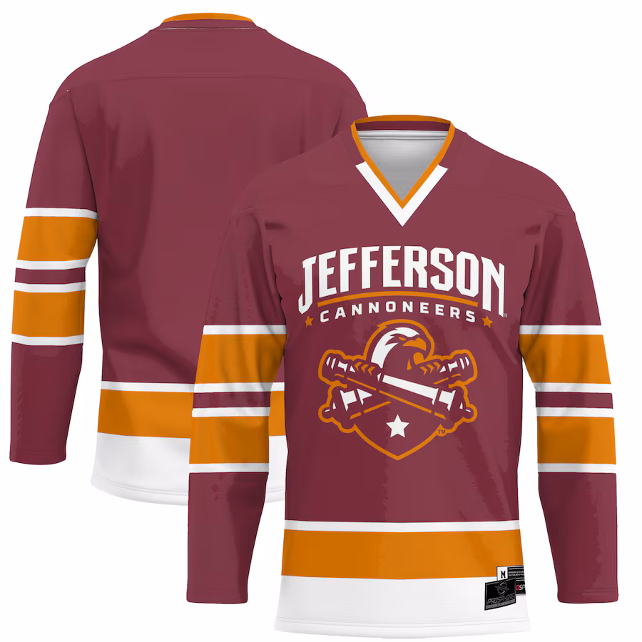 Youth ProSphere Maroon Jefferson Community College Cannoneers  Hockey Jersey - U-jersey