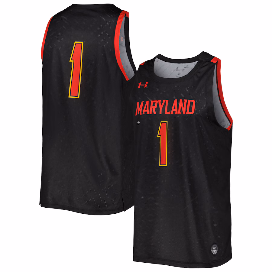 Men's Under Armour Black Maryland Terrapins Replica Basketball Jersey - U-jersey
