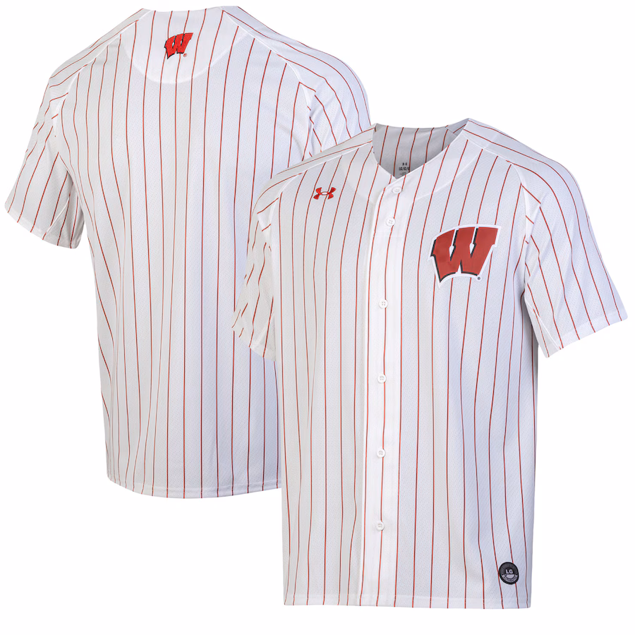 Women's Under Armour White/Red Wisconsin Badgers Full-Button Replica Softball Jersey - U-jersey