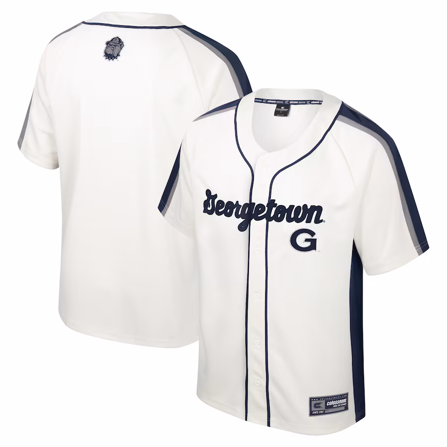 Men's Colosseum Cream Georgetown Hoyas Ruth Button-Up Baseball Jersey - U-jersey