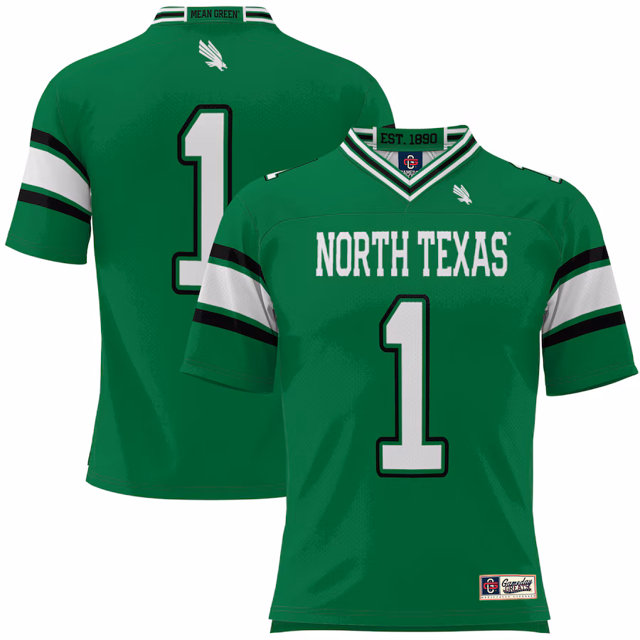 Men's GameDay Greats #1 Kelly Green North Texas Mean Green Football Jersey - U-jersey