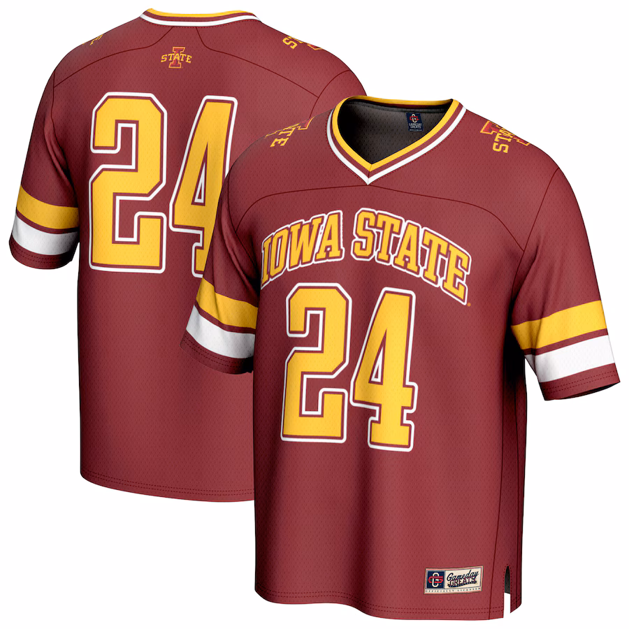 Unisex GameDay Greats #24 Cardinal Iowa State Cyclones Lightweight Collegiate Football Fashion Jersey - U-jersey