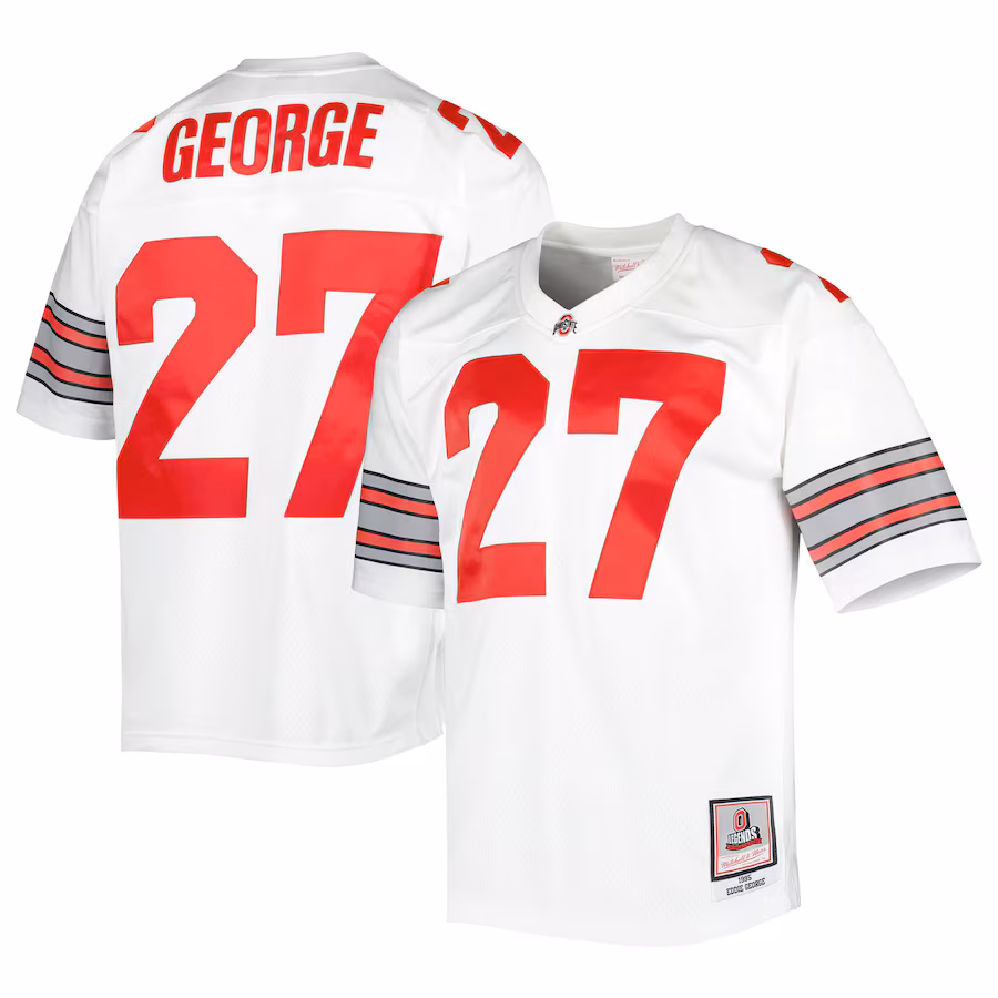 Men's Mitchell & Ness Eddie George White Ohio State Buckeyes Authentic Jersey - U-jersey