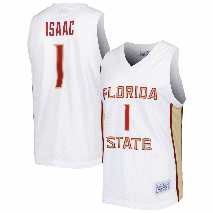 Men's Original Retro Brand Jonathan Isaac White Florida State Seminoles Alumni Commemorative Replica Basketball Jersey - U-jersey