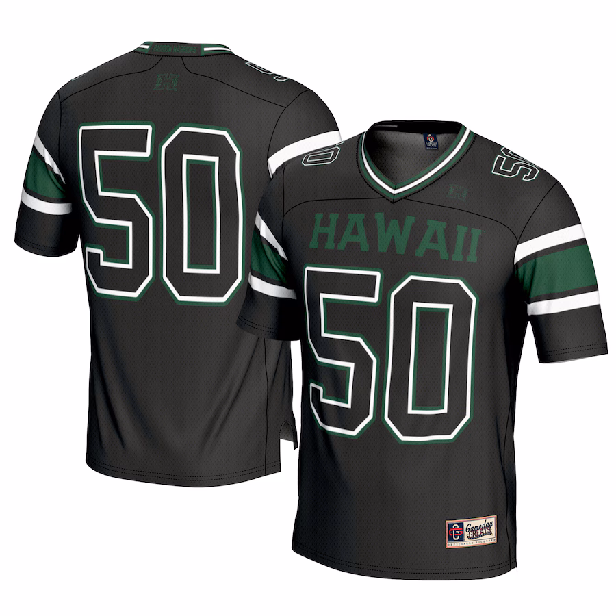 Men's GameDay Greats #1 Black Hawaii Rainbow Warriors Football Jersey - U-jersey