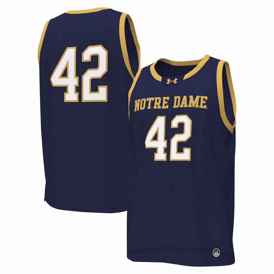 Men's Under Armour #42 Navy Notre Dame Fighting Irish Replica Basketball Jersey - U-jersey