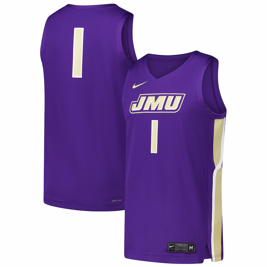 Men's Nike #1 Purple James Madison Dukes  Replica Basketball Jersey - U-jersey