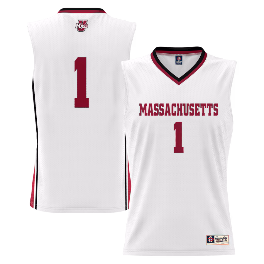 Men's GameDay Greats #1 White UMass Minutemen Lightweight Basketball Jersey - U-jersey