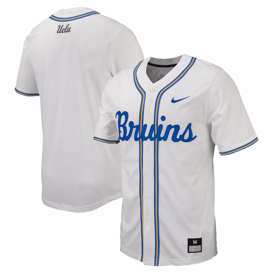 Men's Nike White UCLA Bruins Replica Full-Button Baseball Jersey - U-jersey