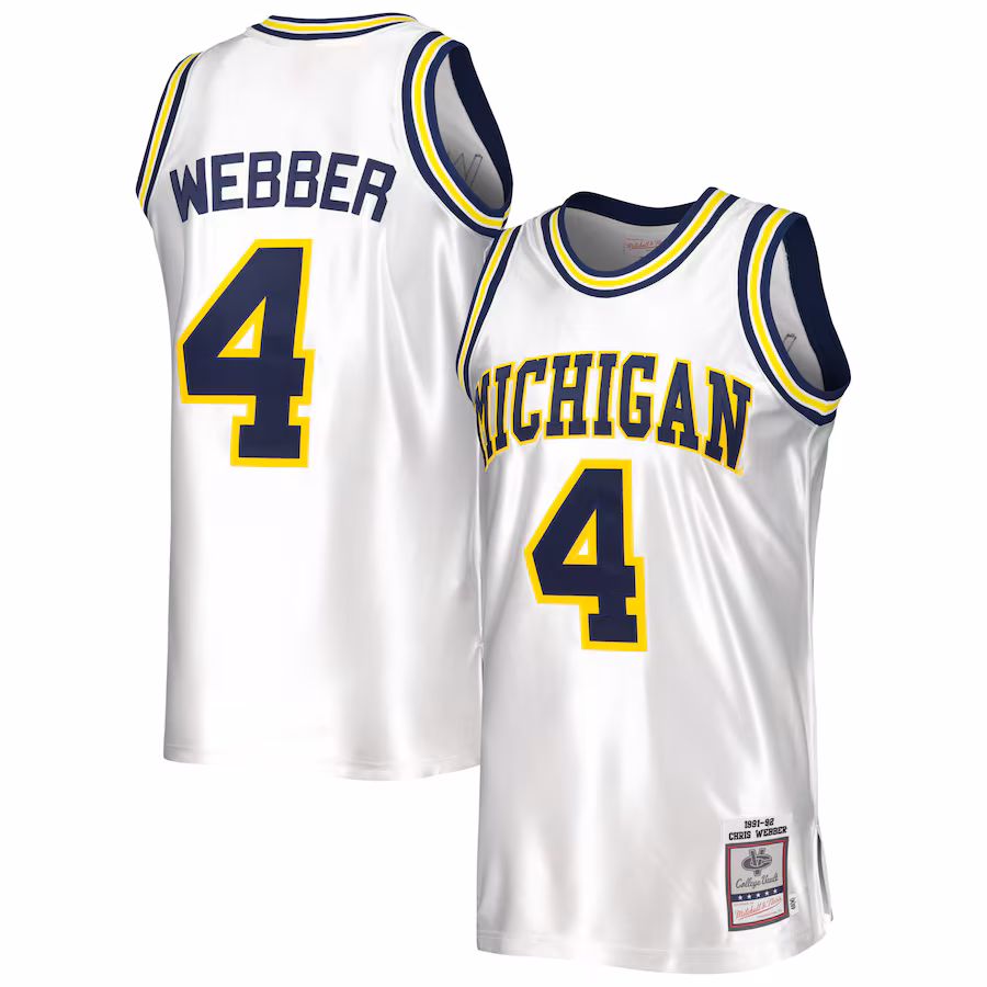 Men's Mitchell & Ness Chris Webber White Michigan Wolverines 1991/92 Authentic Jersey - U-jersey