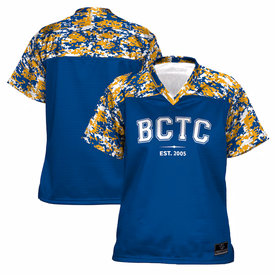 Women's ProSphere  Blue Bluegrass Community and Technical College Camo Football Jersey - U-jersey
