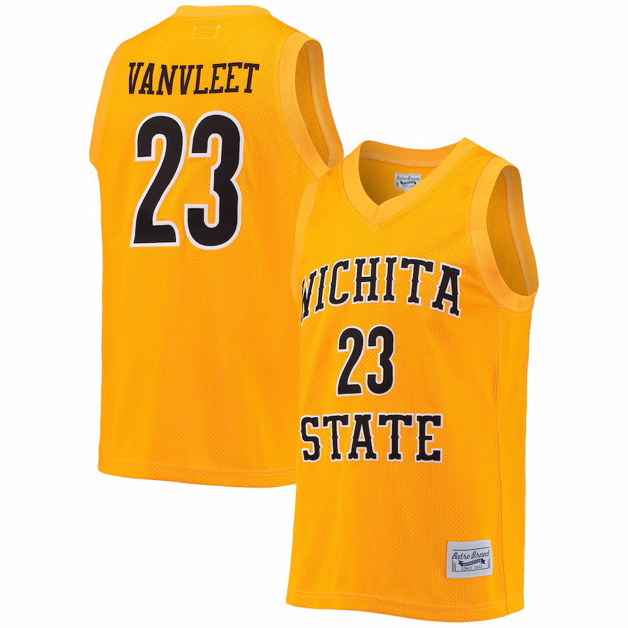 Men's Original Retro Brand Fred VanVleet Gold Wichita State Shockers Commemorative Classic Basketball Jersey - U-jersey