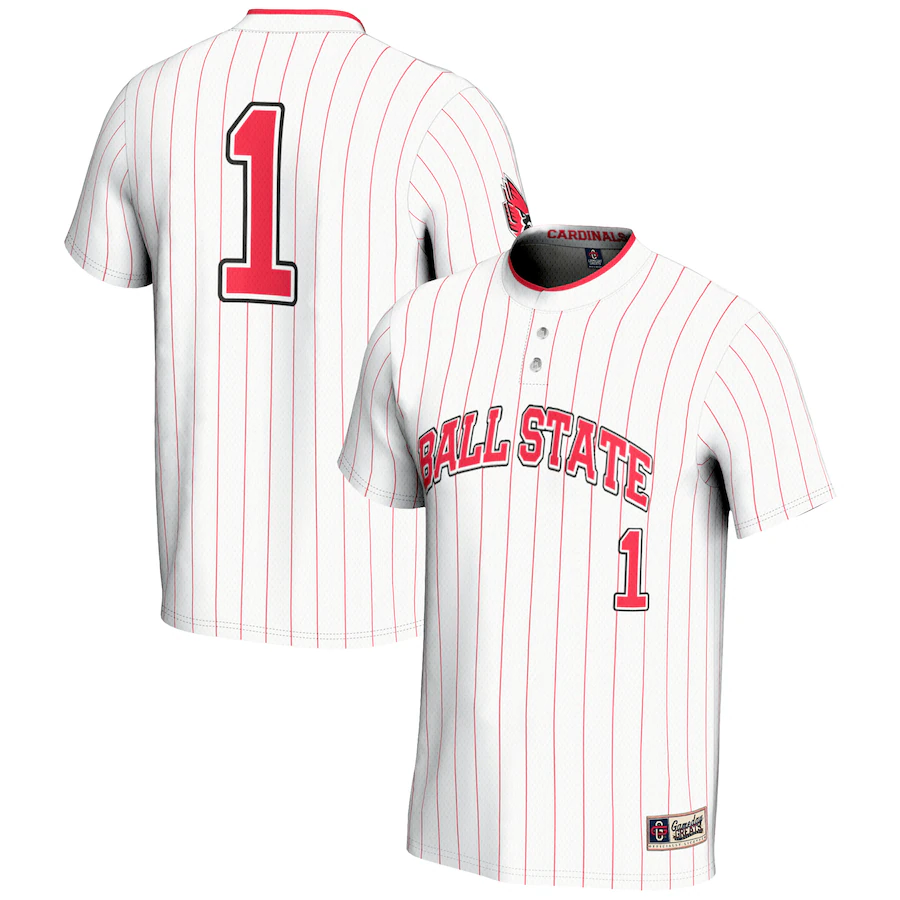 Unisex GameDay Greats #1 White Ball State Cardinals Lightweight Softball Jersey - U-jersey