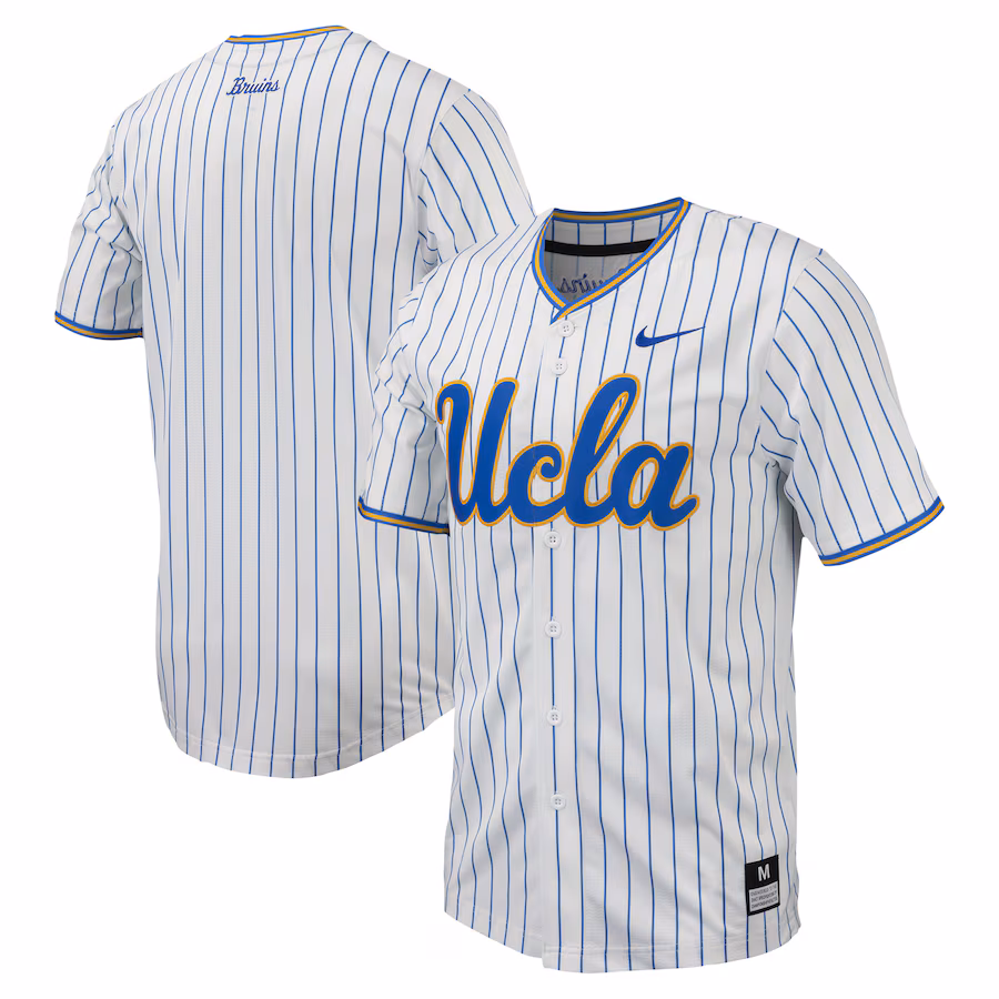 Men's Nike White UCLA Bruins Pinstripe Replica Baseball Jersey - U-jersey