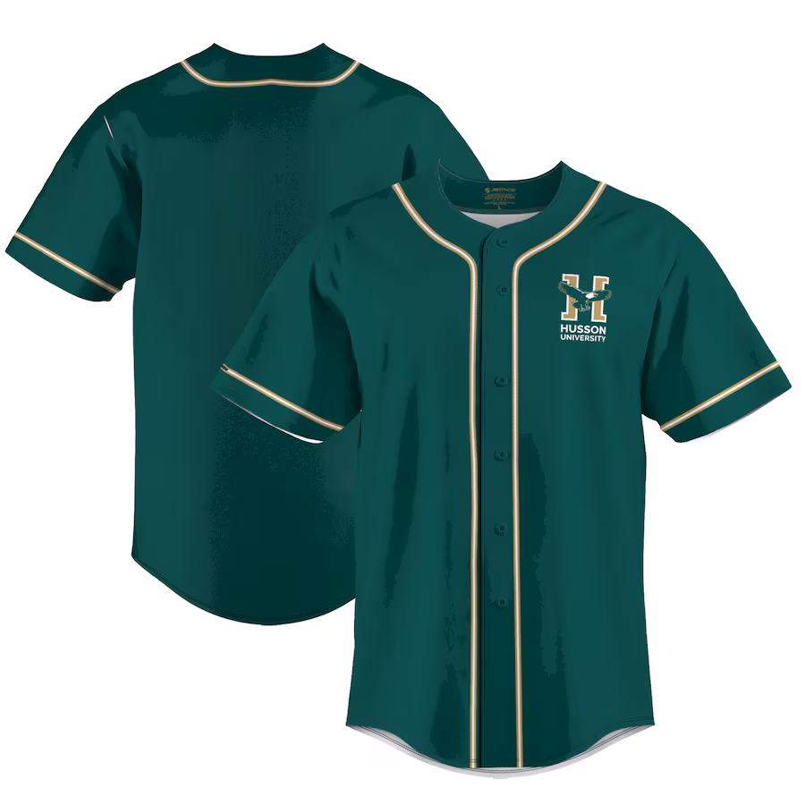 Men's ProSphere Green Husson University Eagles  Baseball Jersey - U-jersey