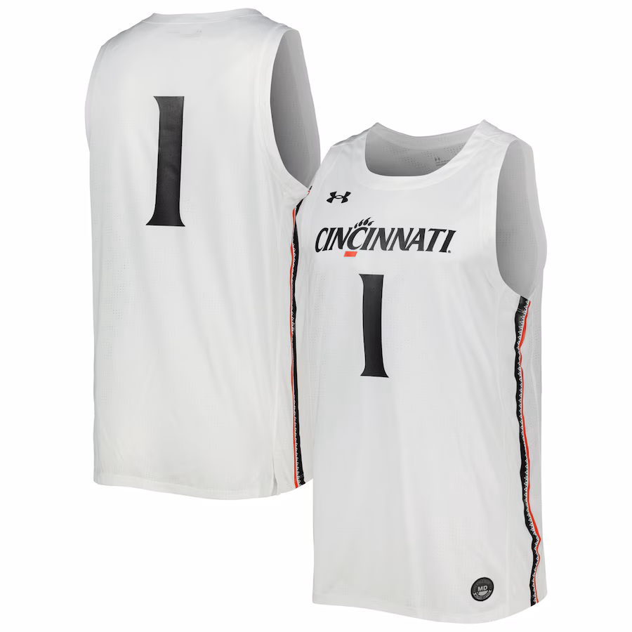 Men's Under Armour #1 White Cincinnati Bearcats Team Replica Basketball Jersey - U-jersey