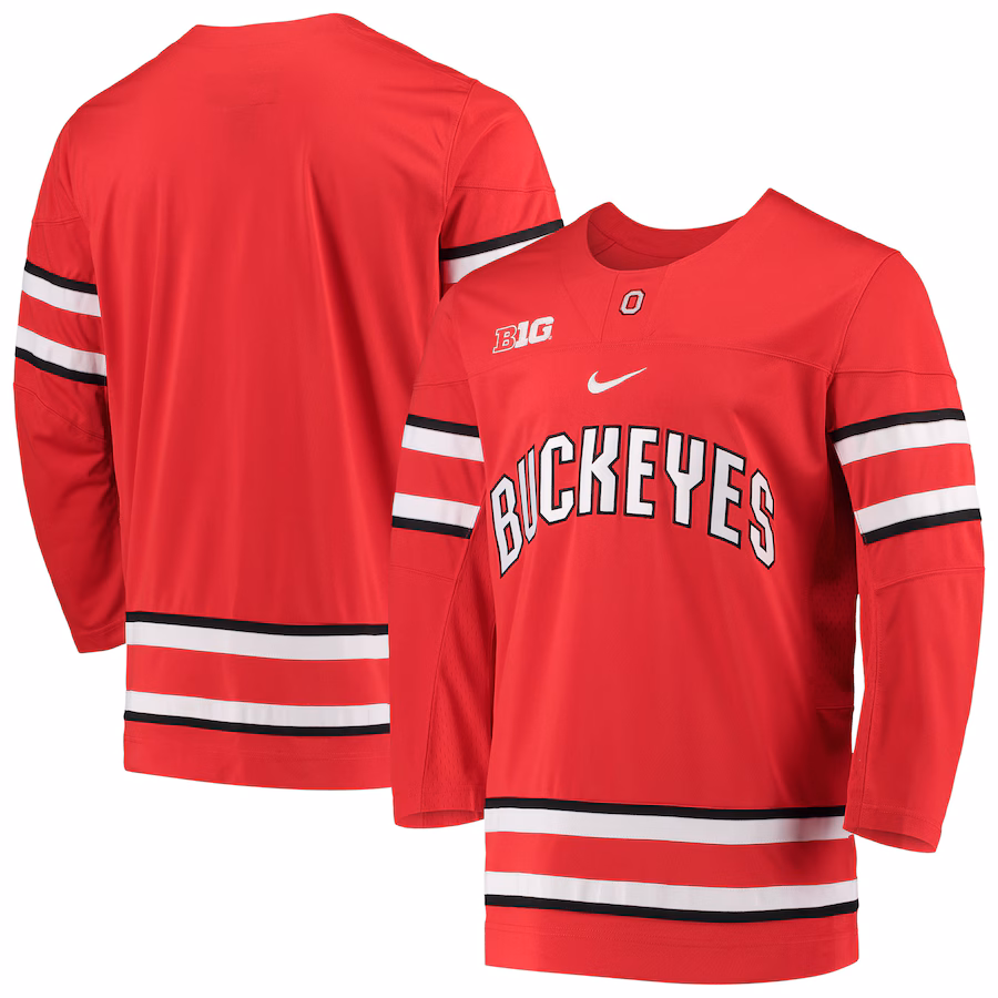 Men's Nike Scarlet Ohio State Buckeyes Replica Team Hockey Jersey - U-jersey