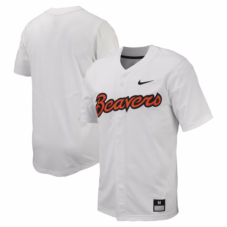 Men's Nike White Oregon State Beavers Replica Full-Button Baseball Jersey - U-jersey