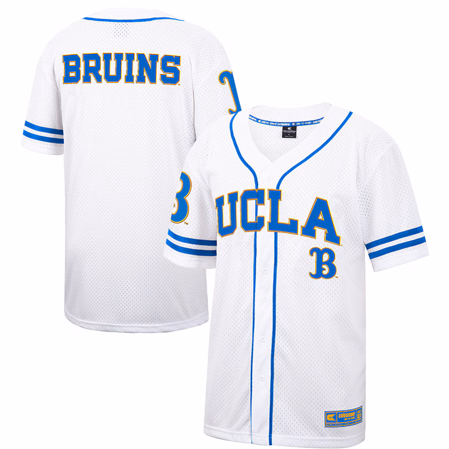 Men's Colosseum White UCLA Bruins Free Spirited Mesh Button-Up Baseball Jersey - U-jersey