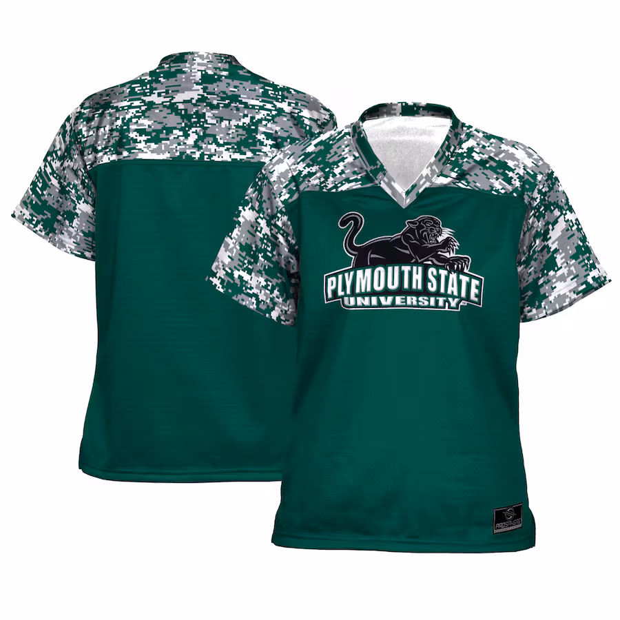 Women's ProSphere  Green Plymouth State Panthers  Camo Football Jersey - U-jersey