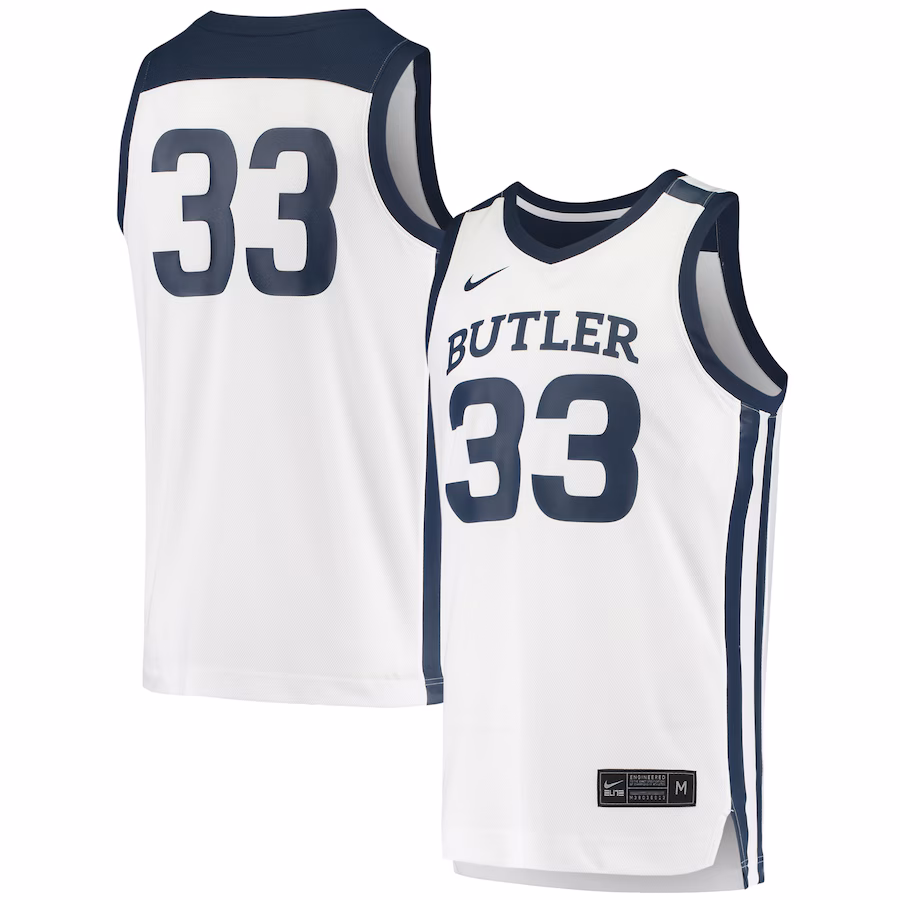 Men's Nike #33 White Butler Bulldogs Replica Basketball Jersey - U-jersey