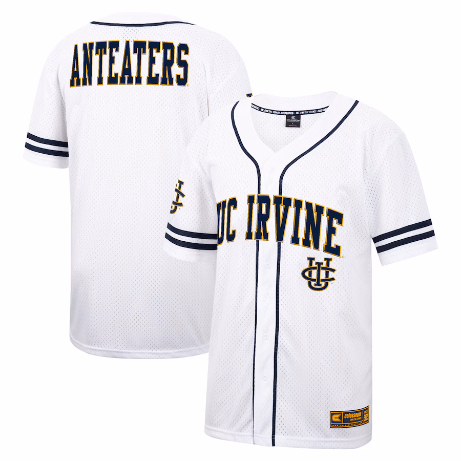 Men's Colosseum White UC Irvine Anteaters Free Spirited Mesh Button-Up Baseball Jersey - U-jersey