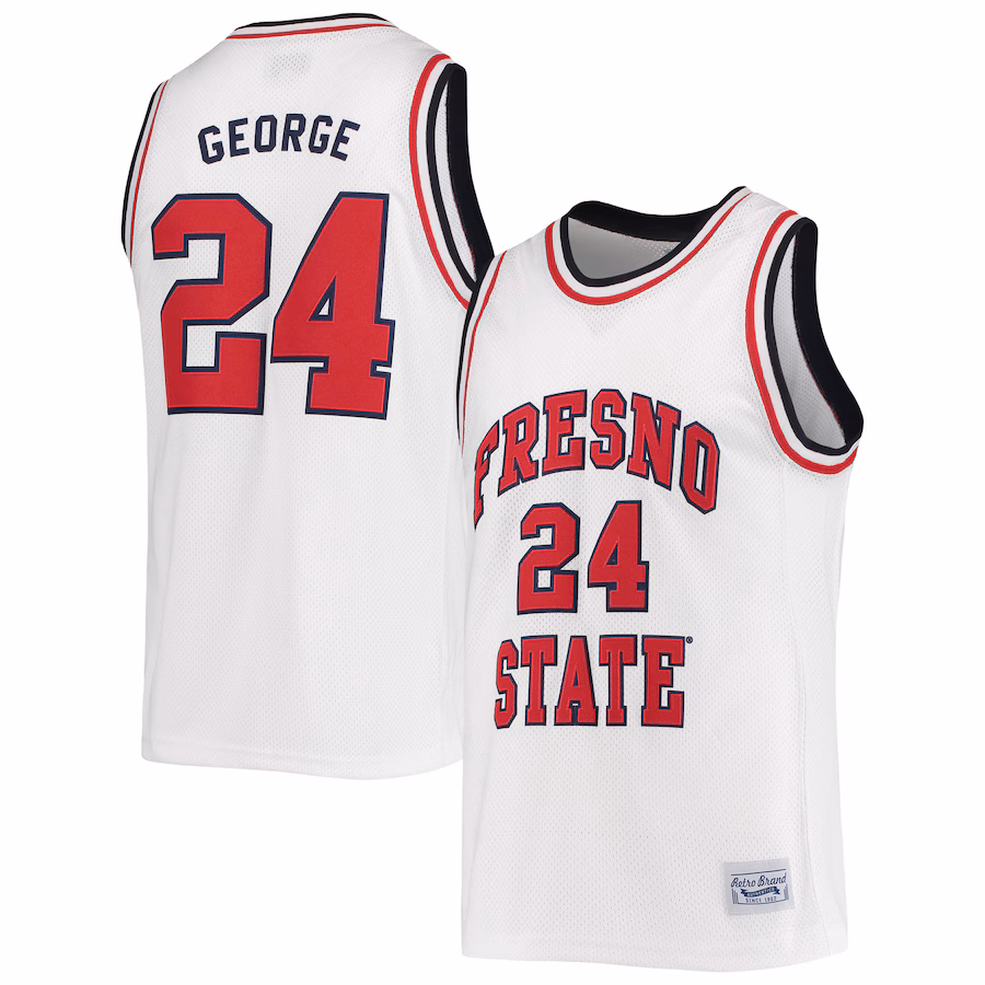 Men's Original Retro Brand Paul George White Fresno State Bulldogs Commemorative Classic Basketball Jersey - U-jersey