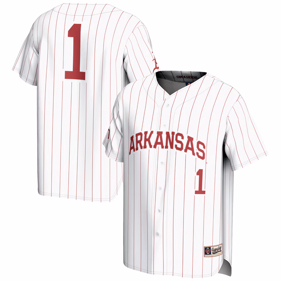 Youth GameDay Greats #1 White Arkansas Razorbacks Lightweight Baseball Jersey - U-jersey