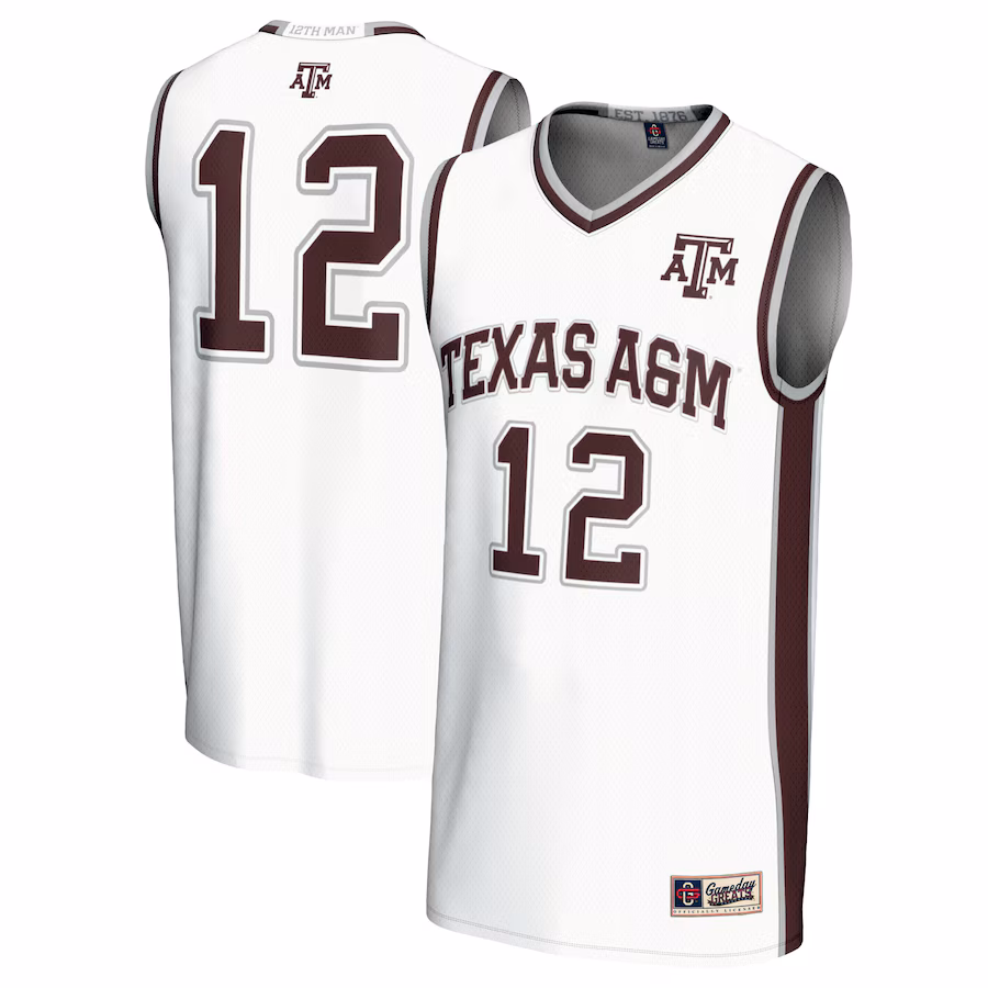 Unisex GameDay Greats #12 White Texas A&M Aggies Basketball Lightweight Fashion Jersey - U-jersey