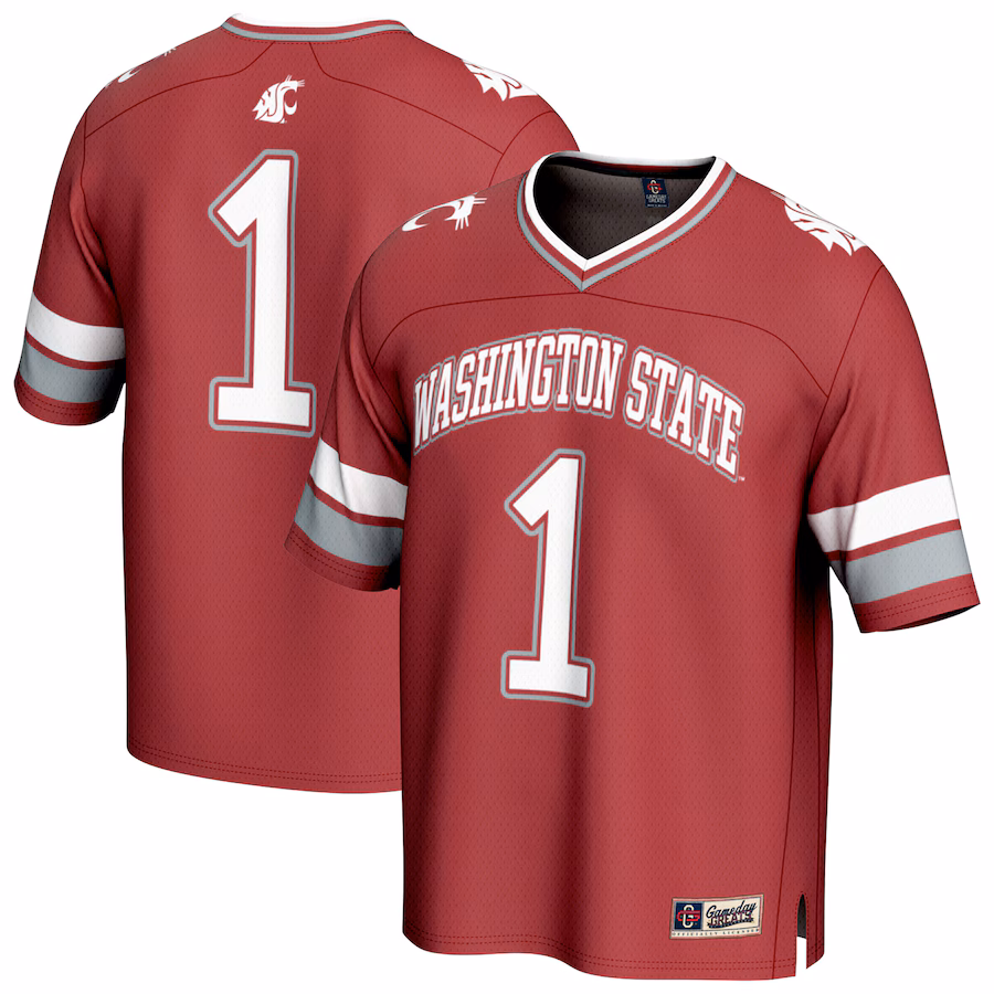 Unisex GameDay Greats #1 Crimson Washington State Cougars Lightweight Collegiate Football Fashion Jersey - U-jersey