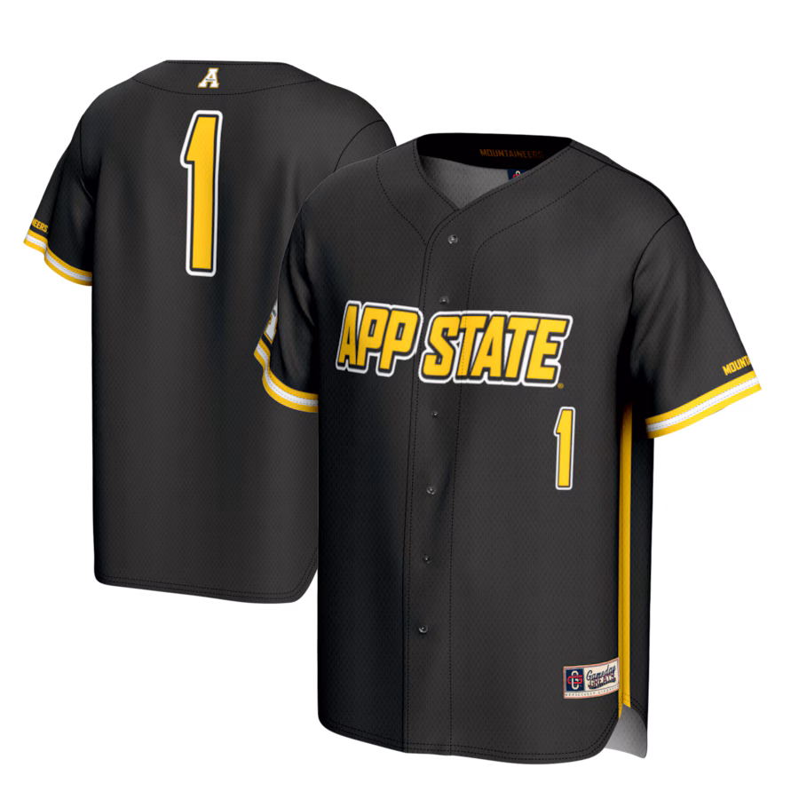 Youth GameDay Greats #1 Black Appalachian State Mountaineers Lightweight Baseball Fashion Jersey - U-jersey