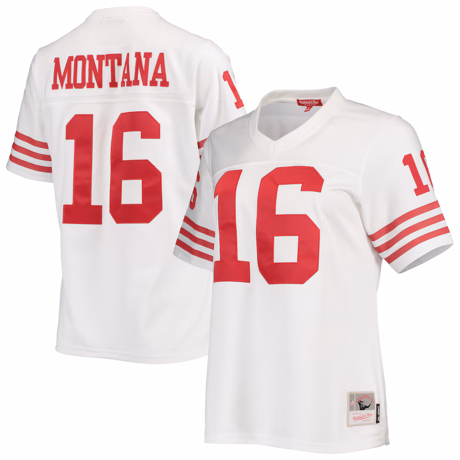 Women's San Francisco 49ers Joe Montana Mitchell & Ness White Legacy Replica Player Jersey - U-jersey