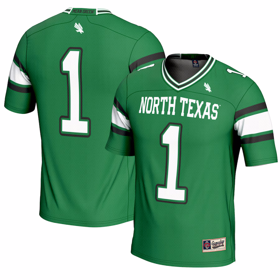 Men's GameDay Greats #1 Kelly Green North Texas Mean Green Endzone Football Jersey - U-jersey