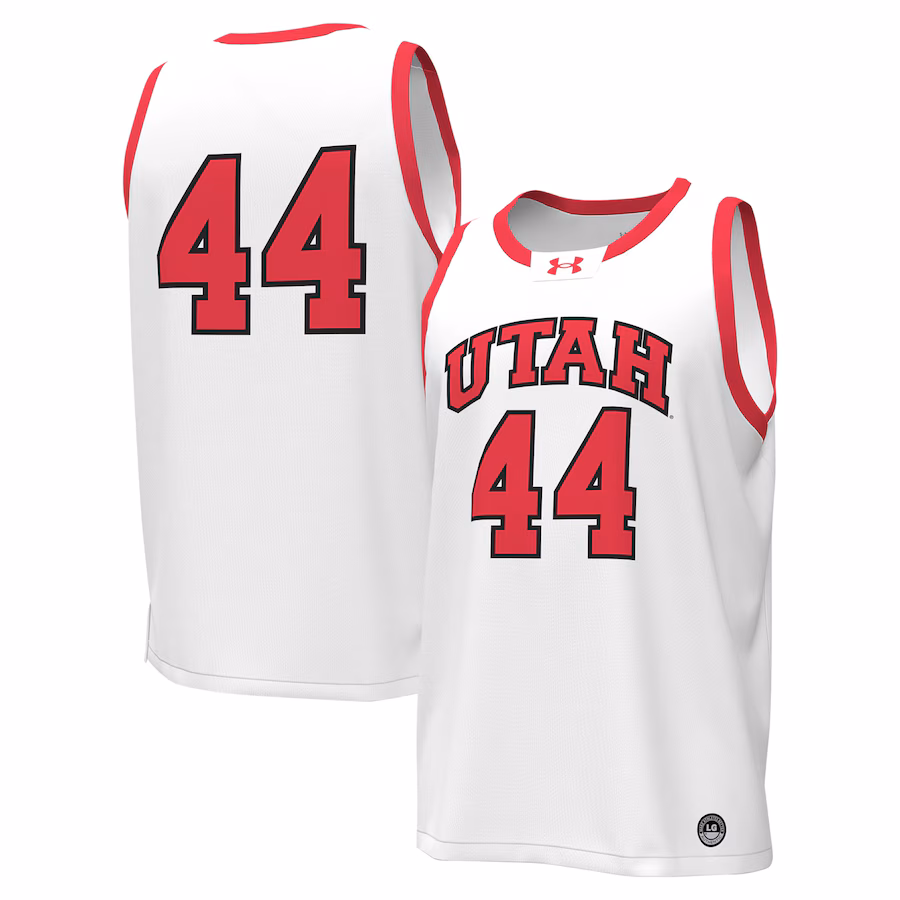 Men's Under Armour #44 White Utah Utes Replica Basketball Jersey - U-jersey