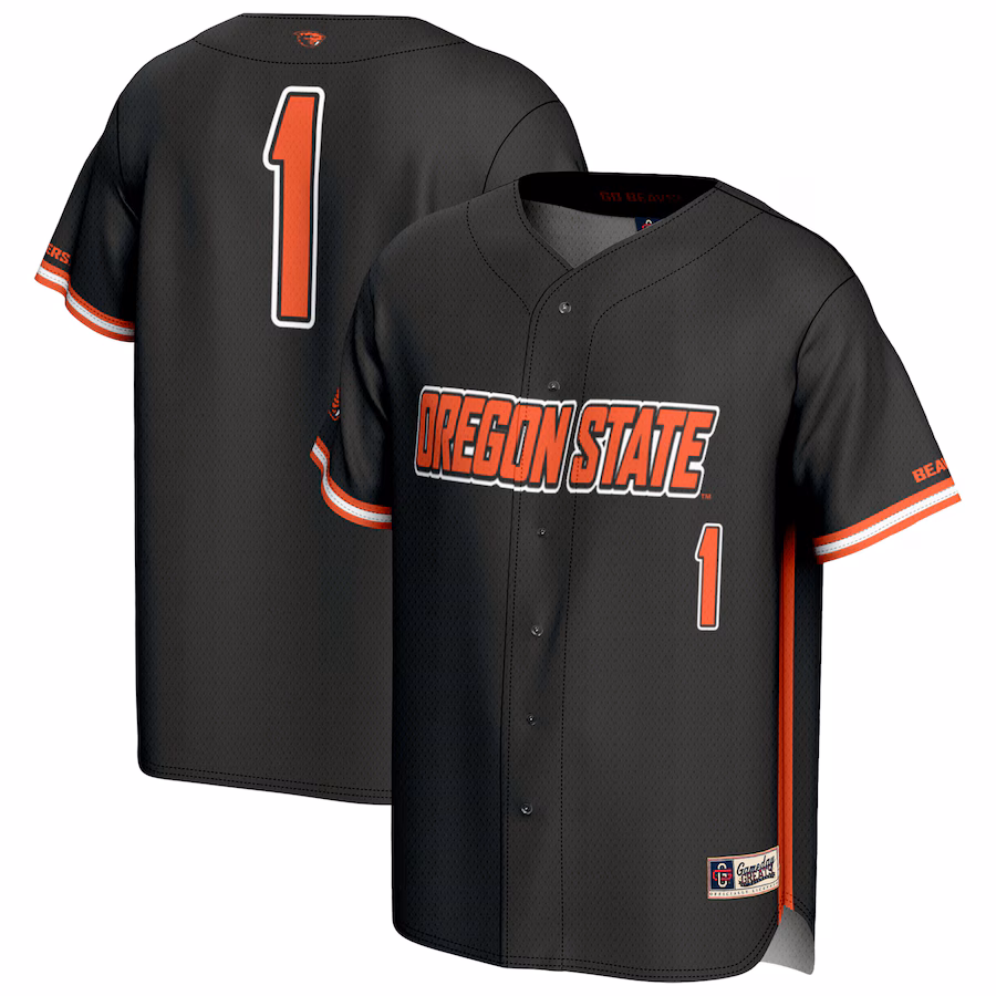 Men's GameDay Greats #1 Black Oregon State Beavers Lightweight Baseball Fashion Jersey - U-jersey
