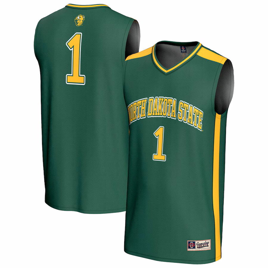 Youth GameDay Greats #1 Green NDSU Bison Lightweight Basketball Fashion Jersey - U-jersey