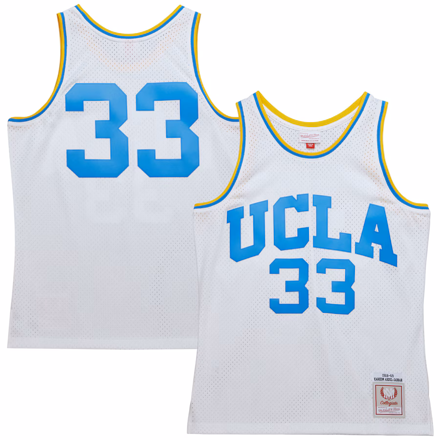 Men's Mitchell & Ness Kareem Abdul-Jabbar White UCLA Bruins 1968/69 Throwback Jersey - U-jersey