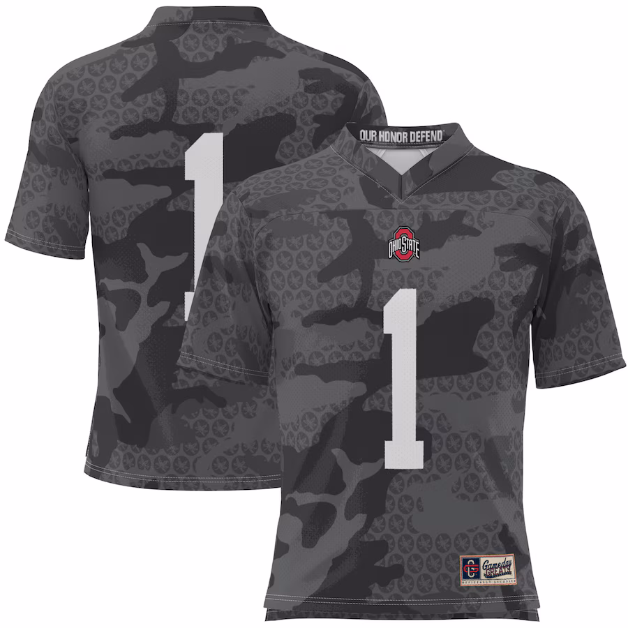 Youth GameDay Greats #1 Black Ohio State Buckeyes Camo Football Jersey - U-jersey