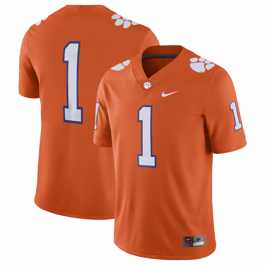 Men's Nike Orange Clemson Tigers #1 Home Game Jersey - U-jersey