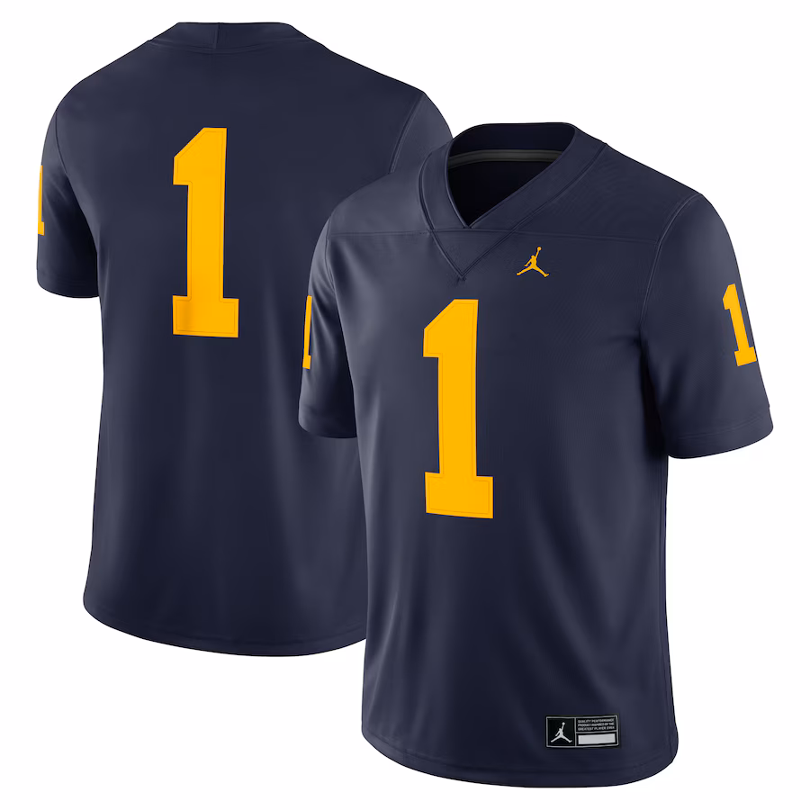 Men's Jordan Brand #1 Navy Michigan Wolverines Game Jersey - U-jersey