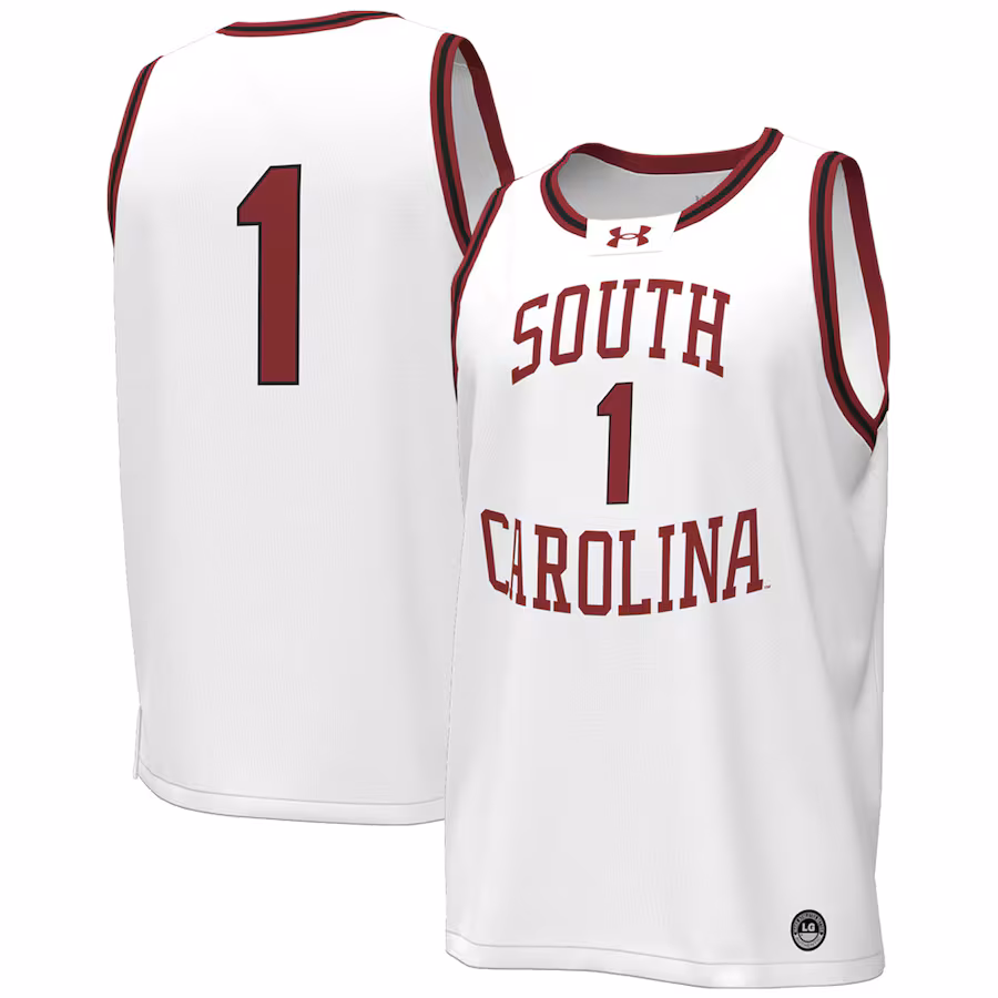 Men's Under Armour #1 White South Carolina Gamecocks Throwback Replica Basketball Jersey - U-jersey