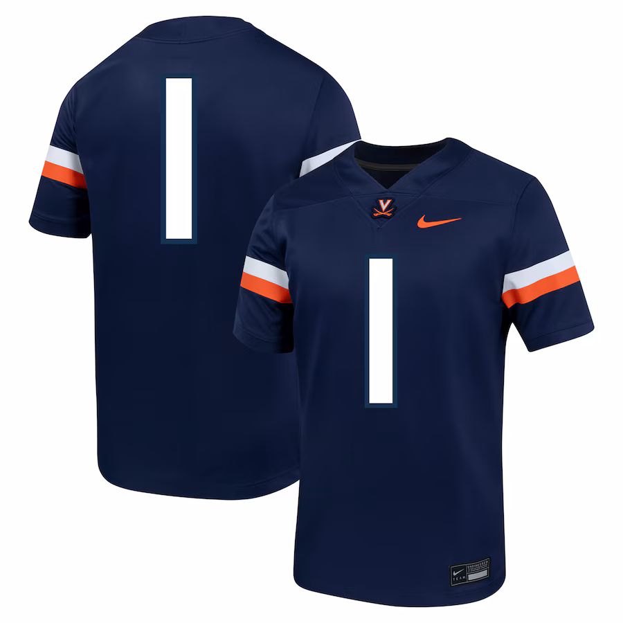 Men's Nike #1 Navy Virginia Cavaliers Untouchable Football Jersey - U-jersey
