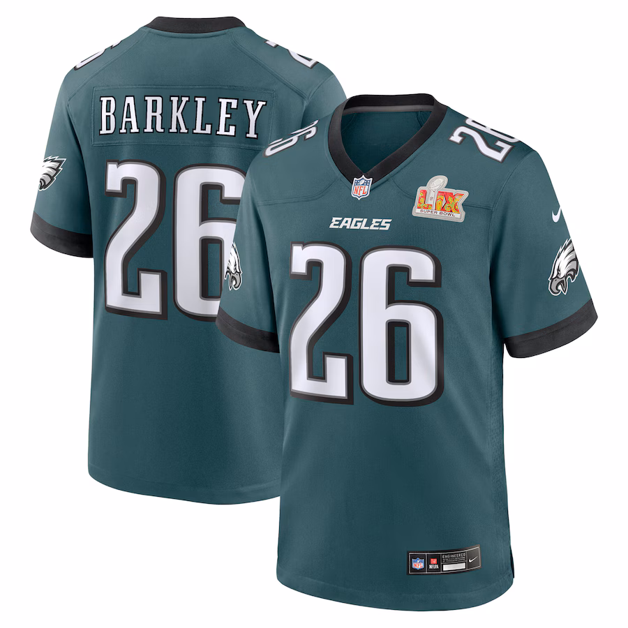 Men's Philadelphia Eagles Saquon Barkley Nike Midnight Green Super Bowl LIX Game Player Jersey - U-jersey