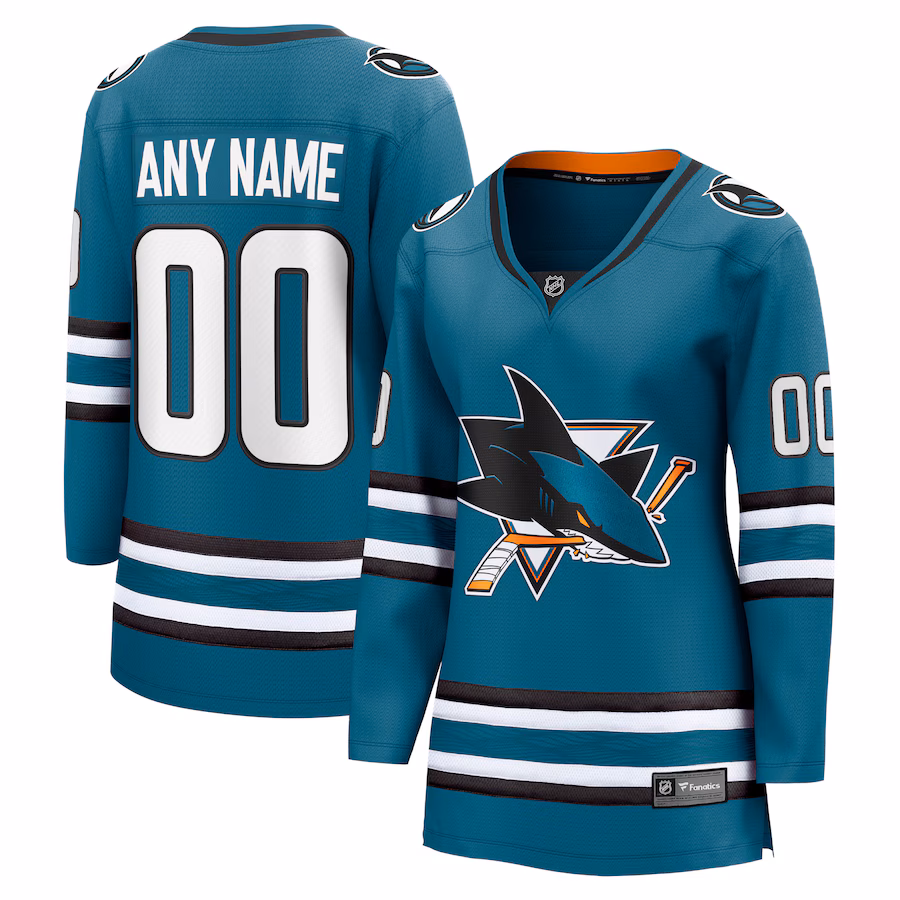 Women's San Jose Sharks Fanatics Teal Home Breakaway Custom Jersey - U-jersey