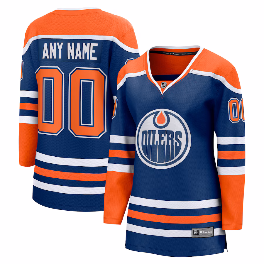 Women's Edmonton Oilers Fanatics Royal Home Breakaway Custom Jersey - U-jersey